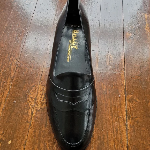 New Bally Men's Black Leather Loafers Sz.9 D - Picture 1 of 8